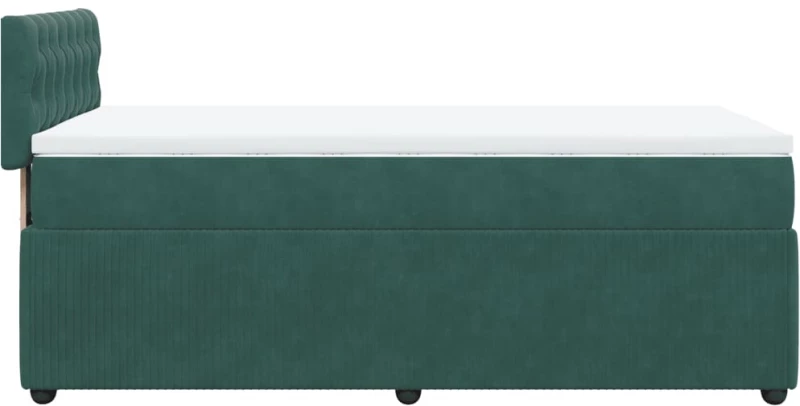 vidaXL Κρεβάτι Boxspring με Στρώμα Σκούρο Πράσινο 90x200 εκ. Βελούδινο