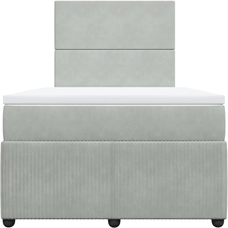 vidaXL Κρεβάτι Boxspring με Στρώμα Ανοιχτό Γκρι 120x200 εκ. Βελούδινο