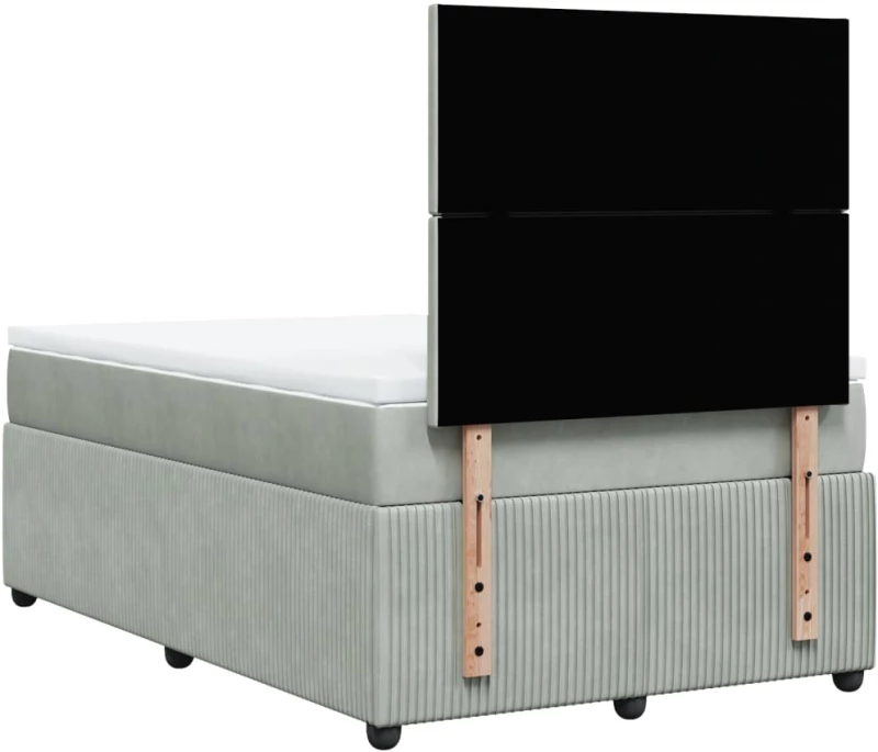 vidaXL Κρεβάτι Boxspring με Στρώμα Ανοιχτό Γκρι 120x200 εκ. Βελούδινο