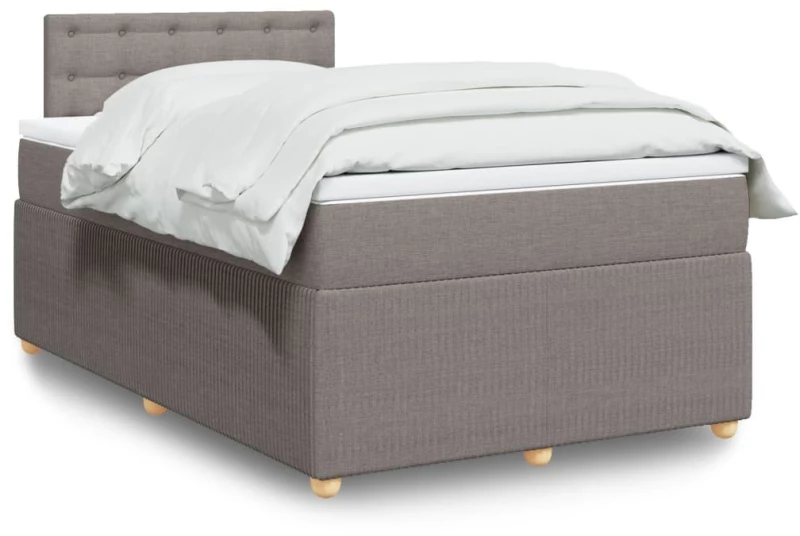 vidaXL Κρεβάτι Boxspring με Στρώμα Taupe 120x200 εκ. Υφασμάτινο