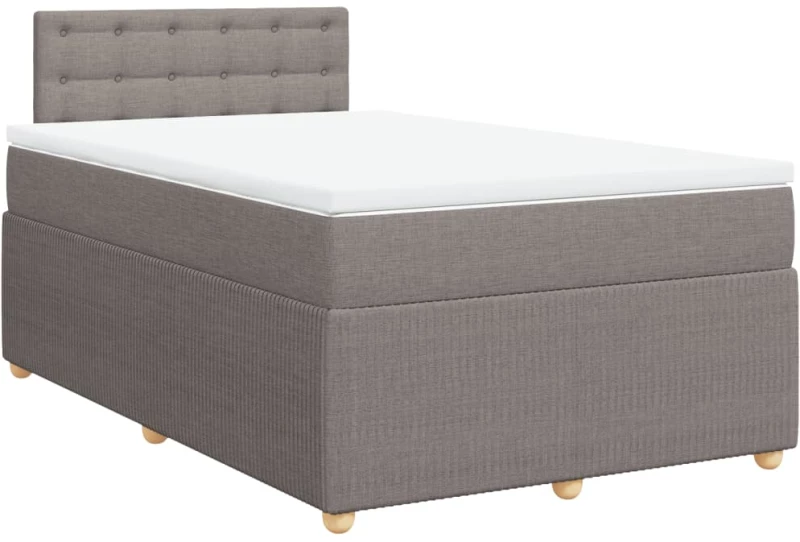 vidaXL Κρεβάτι Boxspring με Στρώμα Taupe 120x200 εκ. Υφασμάτινο