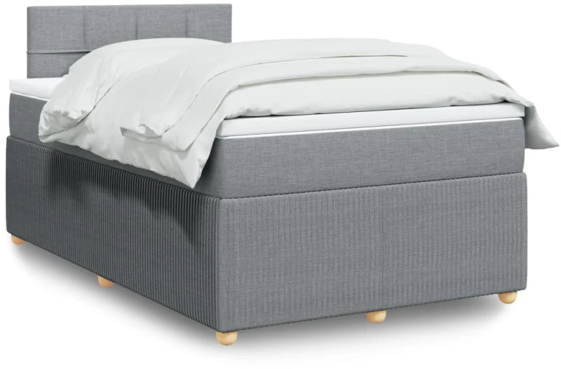 vidaXL Κρεβάτι Boxspring με Στρώμα Ανοιχτό Γκρι 120x200 εκ. Υφασμάτινο