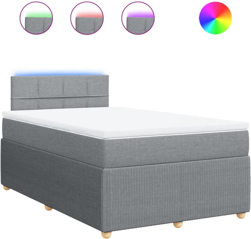 vidaXL Κρεβάτι Boxspring με Στρώμα Ανοιχτό Γκρι 120x200 εκ. Υφασμάτινο