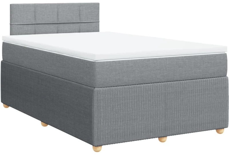 vidaXL Κρεβάτι Boxspring με Στρώμα Ανοιχτό Γκρι 120x200 εκ. Υφασμάτινο