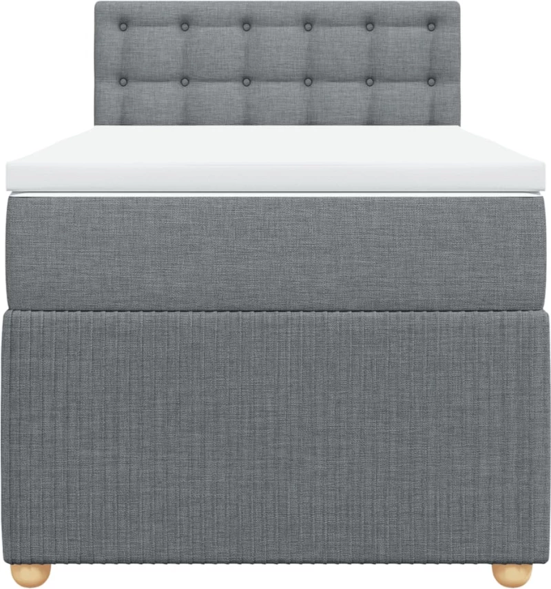 vidaXL Κρεβάτι Boxspring με Στρώμα Ανοιχτό Γκρι 90x200 εκ. Υφασμάτινο