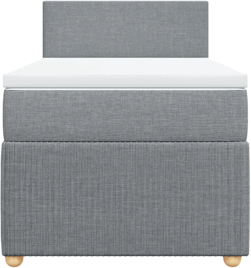 vidaXL Κρεβάτι Boxspring με Στρώμα Ανοιχτό Γκρι 90x200 εκ. Υφασμάτινο