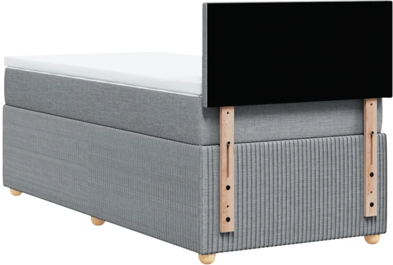 vidaXL Κρεβάτι Boxspring με Στρώμα Ανοιχτό Γκρι 90x200 εκ. Υφασμάτινο