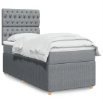 vidaXL Κρεβάτι Boxspring με Στρώμα Ανοιχτό Γκρι 90x200 εκ. Υφασμάτινο