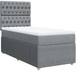 vidaXL Κρεβάτι Boxspring με Στρώμα Ανοιχτό Γκρι 90x200 εκ. Υφασμάτινο