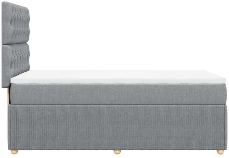 vidaXL Κρεβάτι Boxspring με Στρώμα Ανοιχτό Γκρι 90x200 εκ. Υφασμάτινο