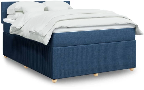vidaXL Κρεβάτι Boxspring με Στρώμα Μπλε 160x200 εκ. Υφασμάτινο