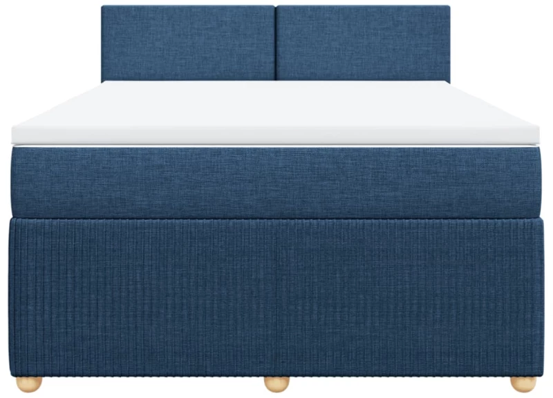 vidaXL Κρεβάτι Boxspring με Στρώμα Μπλε 160x200 εκ. Υφασμάτινο