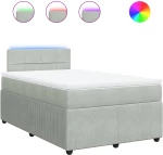 vidaXL Κρεβάτι Boxspring με Στρώμα Ανοιχτό Γκρι 120x200 εκ. Βελούδινο