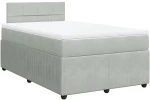 vidaXL Κρεβάτι Boxspring με Στρώμα Ανοιχτό Γκρι 120x200 εκ. Βελούδινο