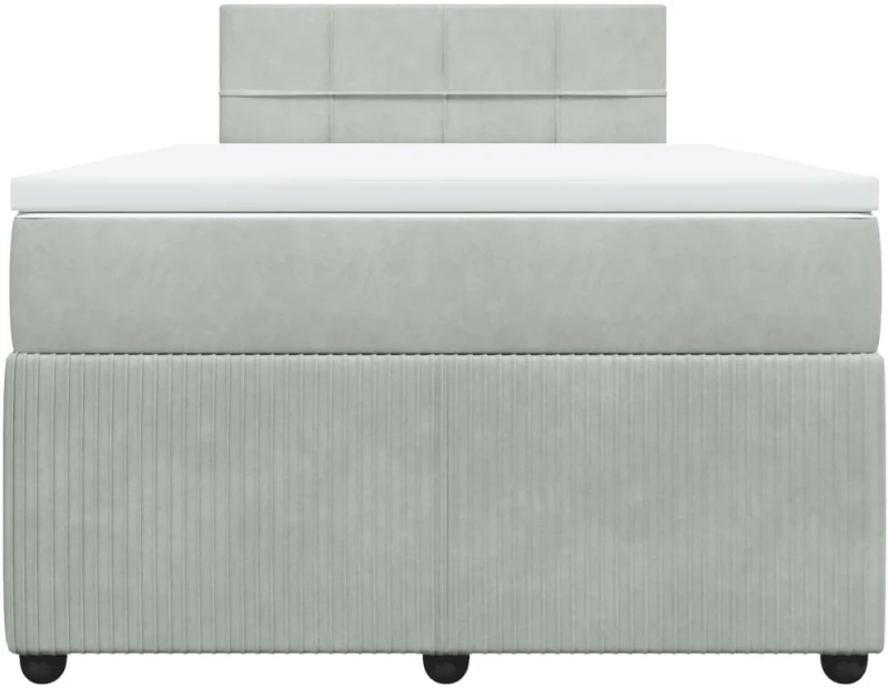 vidaXL Κρεβάτι Boxspring με Στρώμα Ανοιχτό Γκρι 120x200 εκ. Βελούδινο