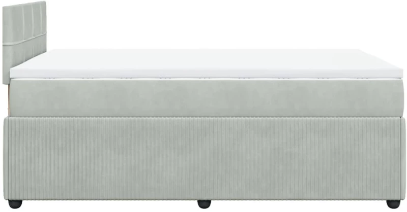 vidaXL Κρεβάτι Boxspring με Στρώμα Ανοιχτό Γκρι 120x200 εκ. Βελούδινο