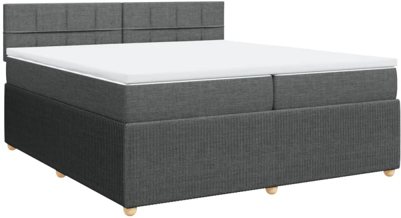 vidaXL Κρεβάτι Boxspring με Στρώμα Σκούρο Γκρι 200x200 εκ. Υφασμάτινο