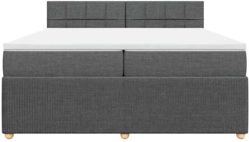vidaXL Κρεβάτι Boxspring με Στρώμα Σκούρο Γκρι 200x200 εκ. Υφασμάτινο