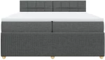 vidaXL Κρεβάτι Boxspring με Στρώμα Σκούρο Γκρι 200x200 εκ. Υφασμάτινο