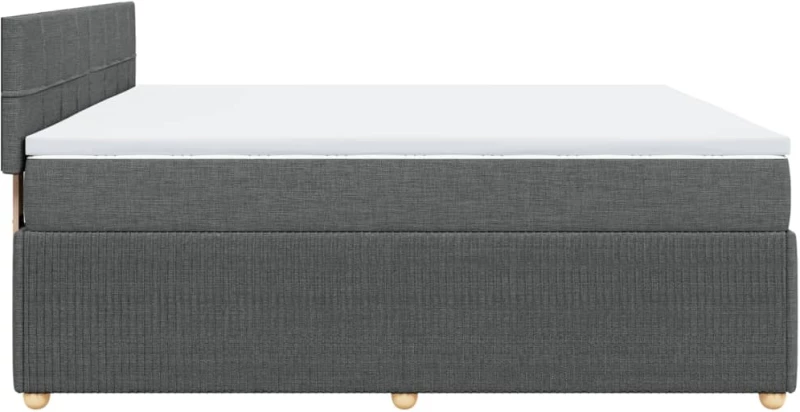 vidaXL Κρεβάτι Boxspring με Στρώμα Σκούρο Γκρι 200x200 εκ. Υφασμάτινο