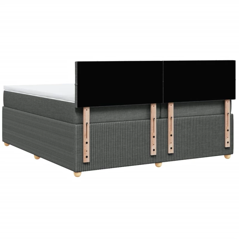 vidaXL Κρεβάτι Boxspring με Στρώμα Σκούρο Γκρι 200x200 εκ. Υφασμάτινο