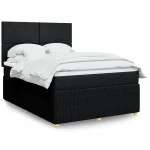 vidaXL Κρεβάτι Boxspring με Στρώμα Μαύρο 140x200 εκ. Υφασμάτινο