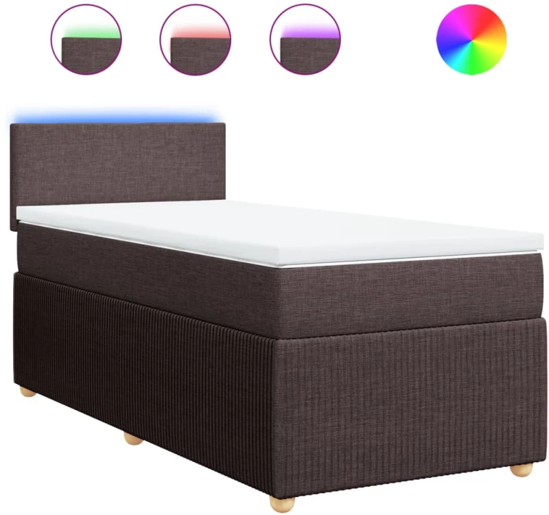 vidaXL Κρεβάτι Boxspring με Στρώμα Σκούρο Καφέ 100x200 εκ. Υφασμάτινο
