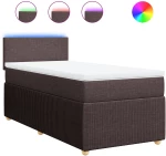 vidaXL Κρεβάτι Boxspring με Στρώμα Σκούρο Καφέ 100x200 εκ. Υφασμάτινο