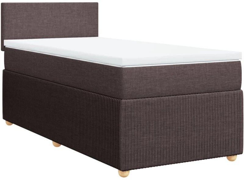 vidaXL Κρεβάτι Boxspring με Στρώμα Σκούρο Καφέ 100x200 εκ. Υφασμάτινο