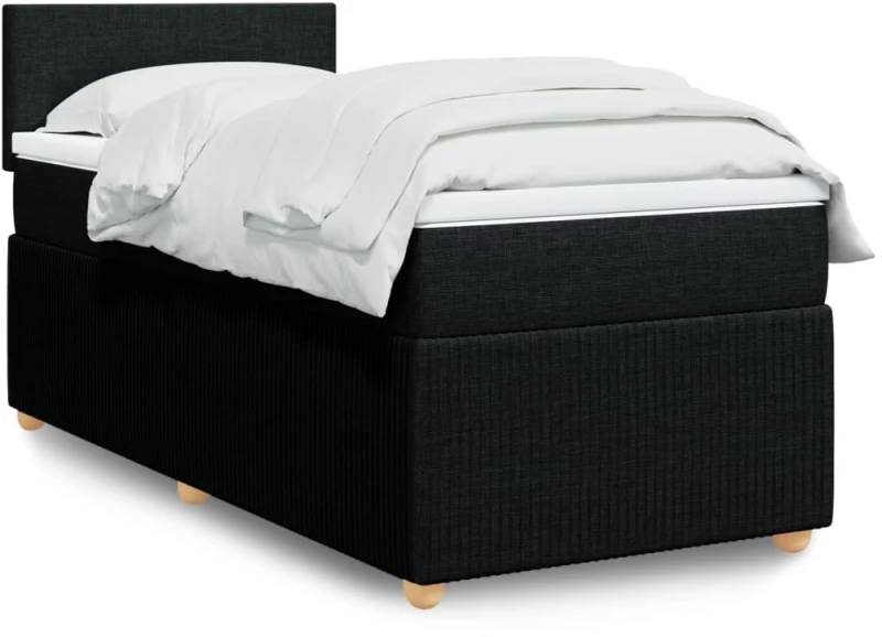 vidaXL Κρεβάτι Boxspring με Στρώμα Μαύρο 80 x 200 εκ. Υφασμάτινο
