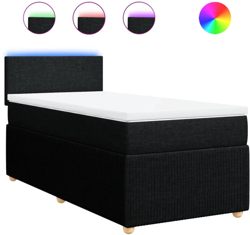 vidaXL Κρεβάτι Boxspring με Στρώμα Μαύρο 80 x 200 εκ. Υφασμάτινο