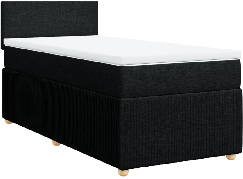 vidaXL Κρεβάτι Boxspring με Στρώμα Μαύρο 80 x 200 εκ. Υφασμάτινο