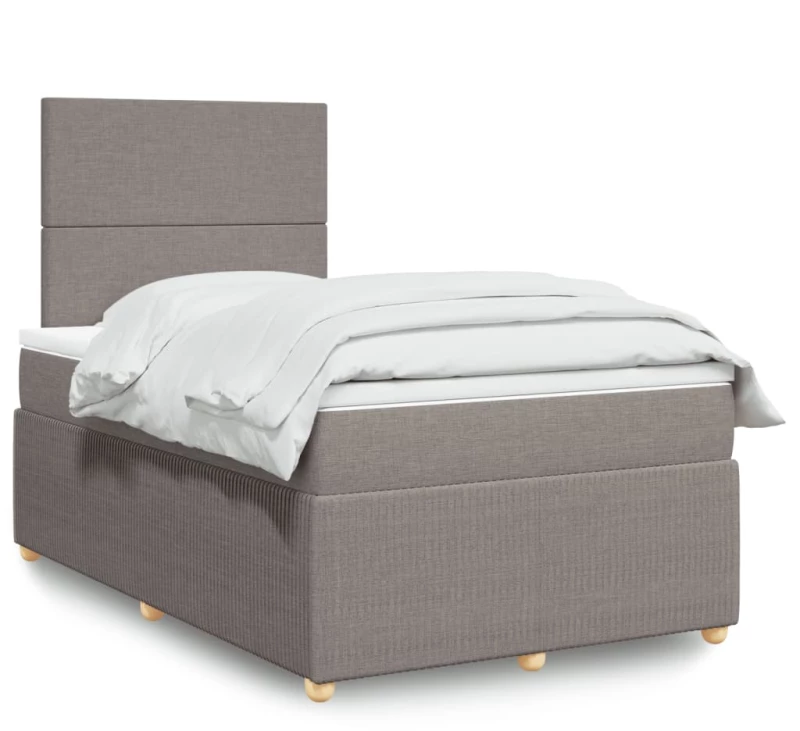 vidaXL Κρεβάτι Boxspring με Στρώμα Taupe 120x200 εκ. Υφασμάτινο
