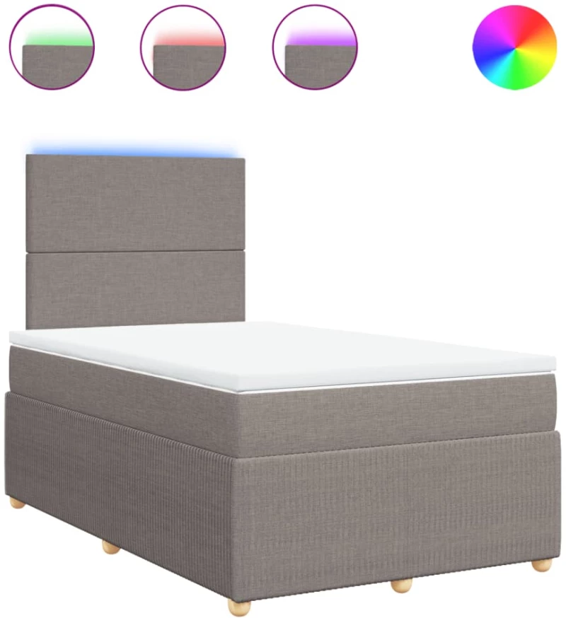 vidaXL Κρεβάτι Boxspring με Στρώμα Taupe 120x200 εκ. Υφασμάτινο