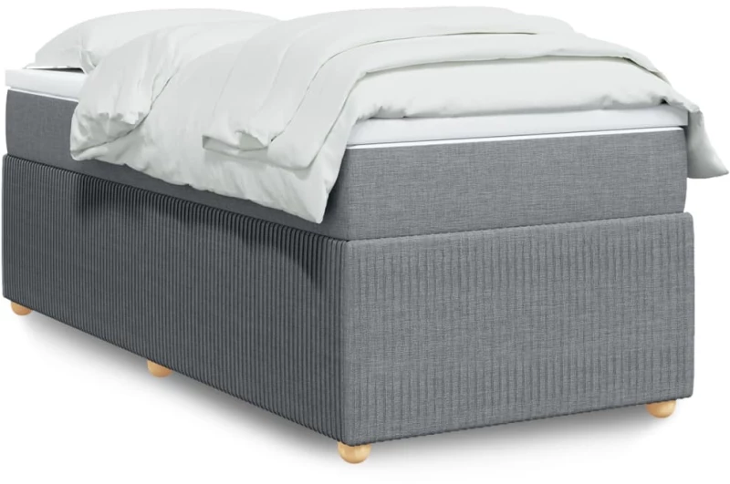 vidaXL Κρεβάτι Boxspring με Στρώμα Ανοιχτό Γκρι 80x200 εκ. Υφασμάτινο