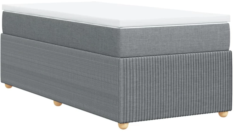 vidaXL Κρεβάτι Boxspring με Στρώμα Ανοιχτό Γκρι 80x200 εκ. Υφασμάτινο