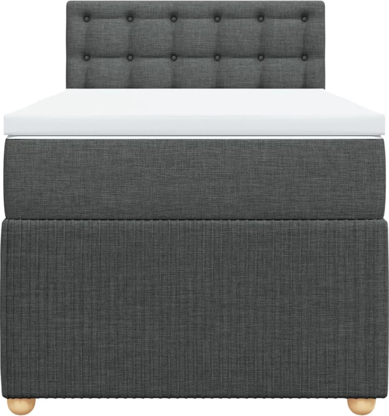 vidaXL Κρεβάτι Boxspring με Στρώμα Σκούρο Γκρι 90x200 εκ. Υφασμάτινο
