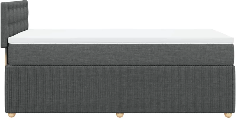 vidaXL Κρεβάτι Boxspring με Στρώμα Σκούρο Γκρι 90x200 εκ. Υφασμάτινο