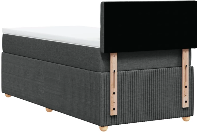 vidaXL Κρεβάτι Boxspring με Στρώμα Σκούρο Γκρι 90x200 εκ. Υφασμάτινο