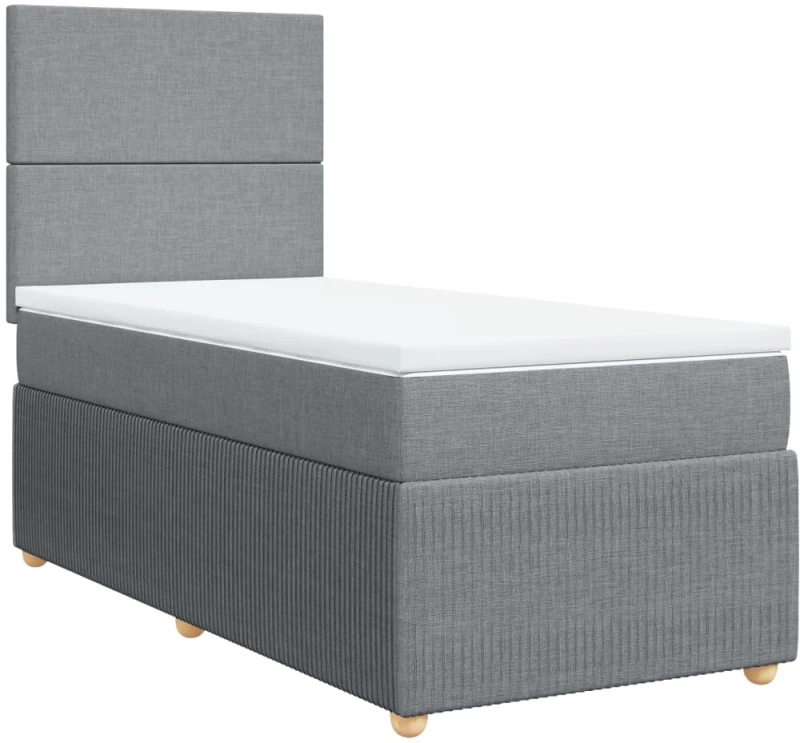 vidaXL Κρεβάτι Boxspring με Στρώμα Ανοιχτό Γκρι 100x200 εκ. Υφασμάτινο