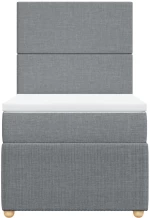 vidaXL Κρεβάτι Boxspring με Στρώμα Ανοιχτό Γκρι 100x200 εκ. Υφασμάτινο