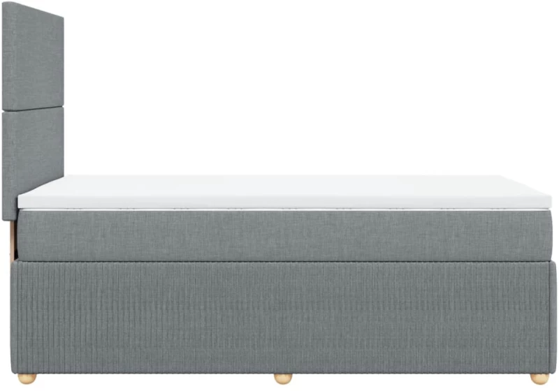 vidaXL Κρεβάτι Boxspring με Στρώμα Ανοιχτό Γκρι 100x200 εκ. Υφασμάτινο