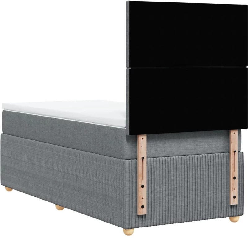 vidaXL Κρεβάτι Boxspring με Στρώμα Ανοιχτό Γκρι 100x200 εκ. Υφασμάτινο