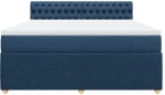 vidaXL Κρεβάτι Boxspring με Στρώμα Μπλε 180x200 εκ. Υφασμάτινο