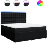 vidaXL Κρεβάτι Boxspring με Στρώμα Μαύρο 180x200 εκ. Υφασμάτινο