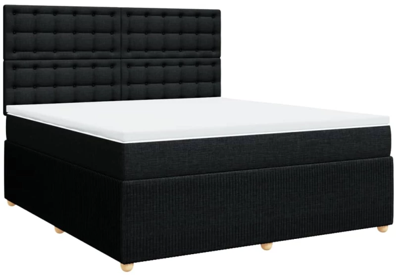 vidaXL Κρεβάτι Boxspring με Στρώμα Μαύρο 180x200 εκ. Υφασμάτινο
