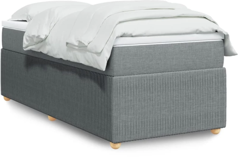 vidaXL Κρεβάτι Boxspring με Στρώμα Ανοιχτό Γκρι 90x200 εκ. Υφασμάτινο