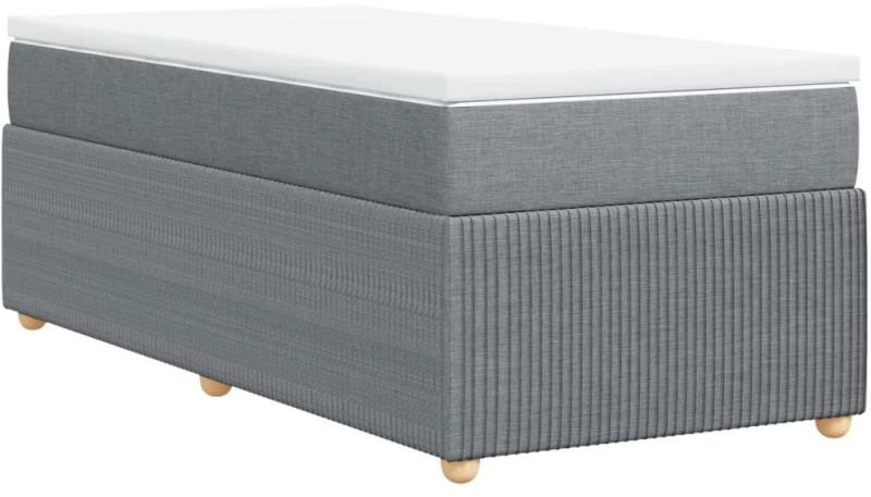 vidaXL Κρεβάτι Boxspring με Στρώμα Ανοιχτό Γκρι 90x200 εκ. Υφασμάτινο