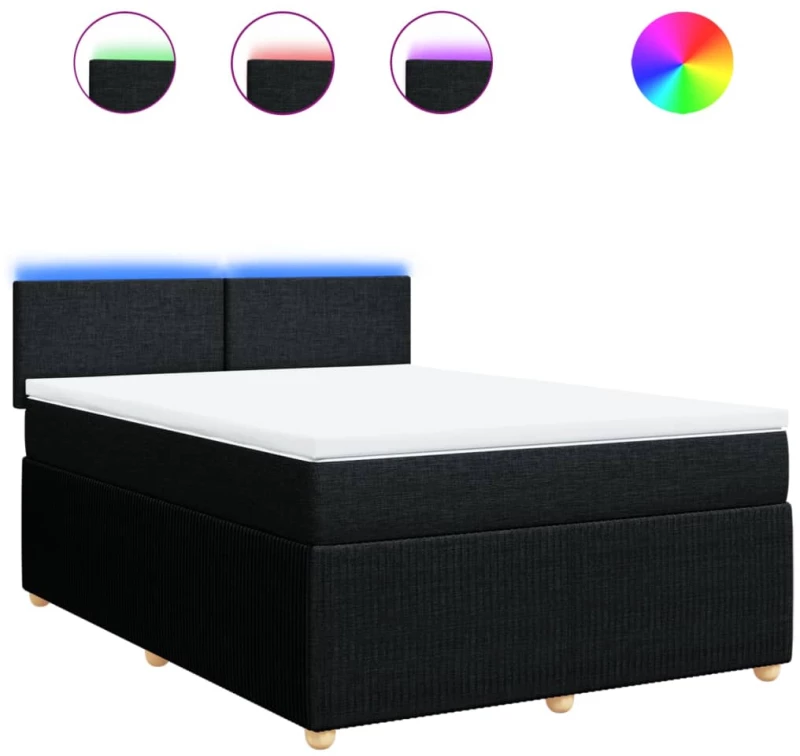 vidaXL Κρεβάτι Boxspring με Στρώμα Μαύρο 140x190 εκ. Υφασμάτινο