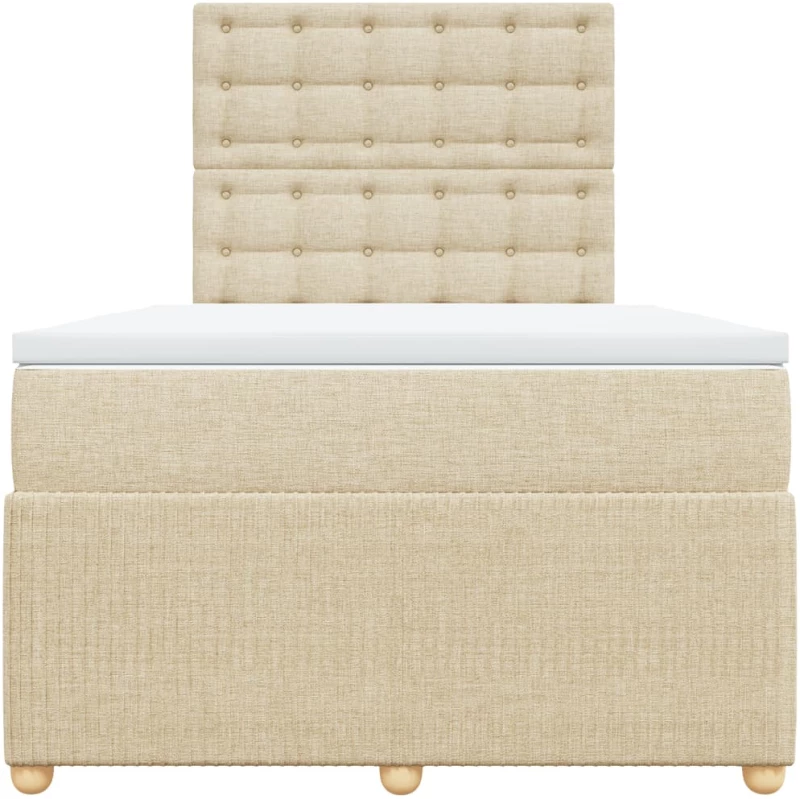 vidaXL Κρεβάτι Boxspring με Στρώμα Κρεμ 120x200 εκ. Υφασμάτινο